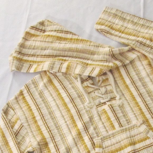 🤎 SO BROWN MULTI-COLOR OVERSIZED STRIPE PLAID LACE-UP HOODIE – SIZE S - Picture 11 of 12